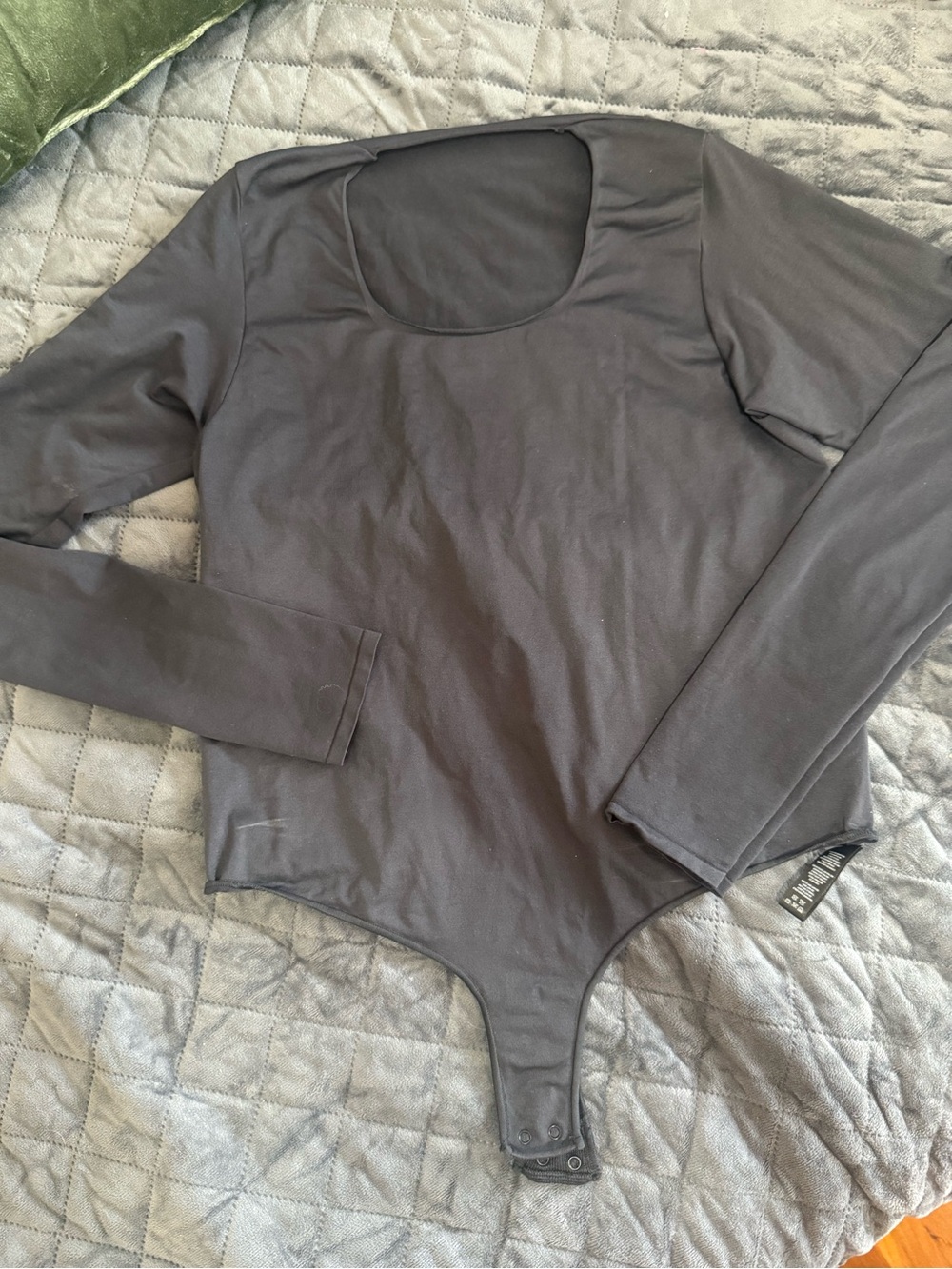 SKIMS Black Long Sleeve Scoop Neck Bodysuit